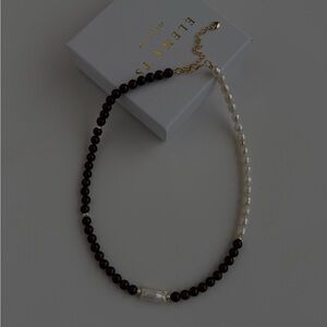 612 Garnet Stone Pearls Necklace
